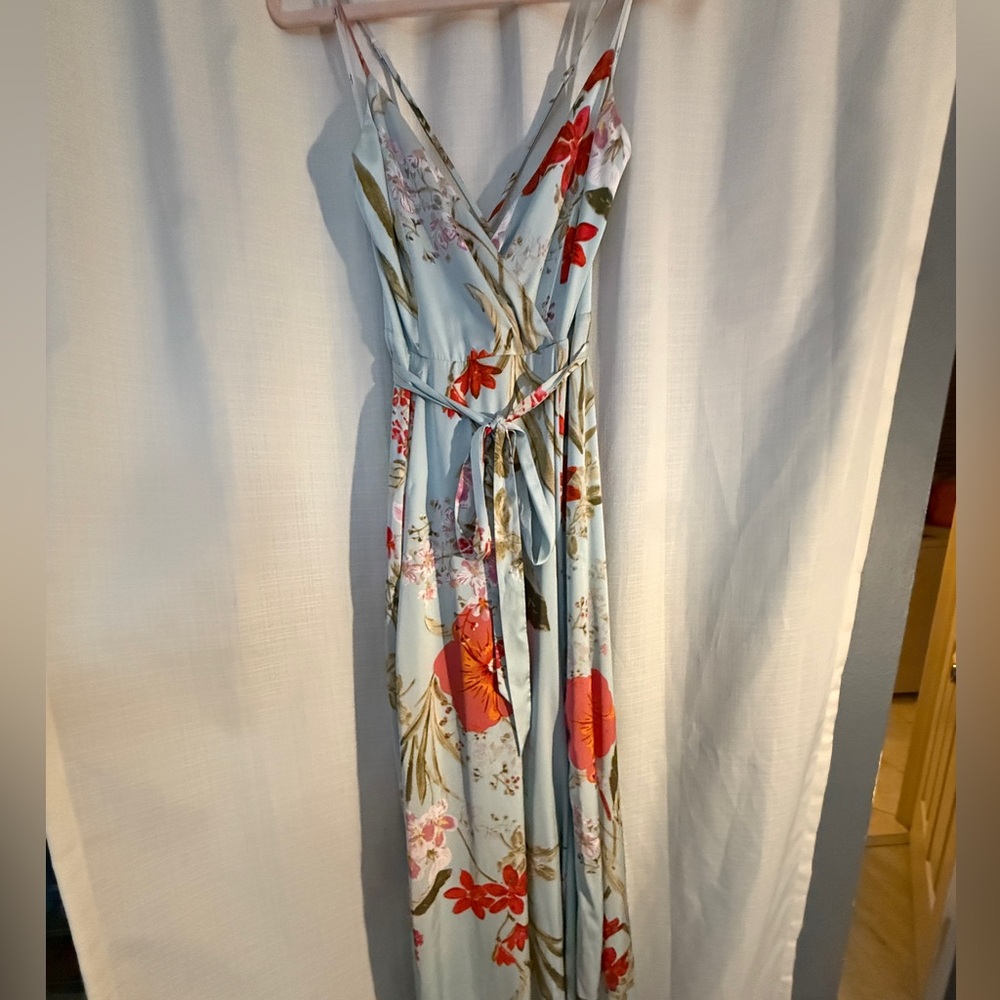 Lulu’s Still the One Sage Green Floral Print Satin Maxi Dress - Picture 2 of 8